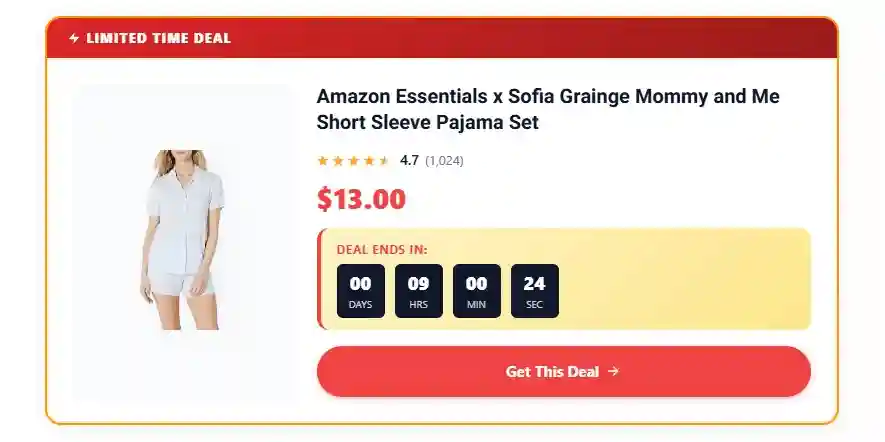 Deal Box block frontend render with countdown timer